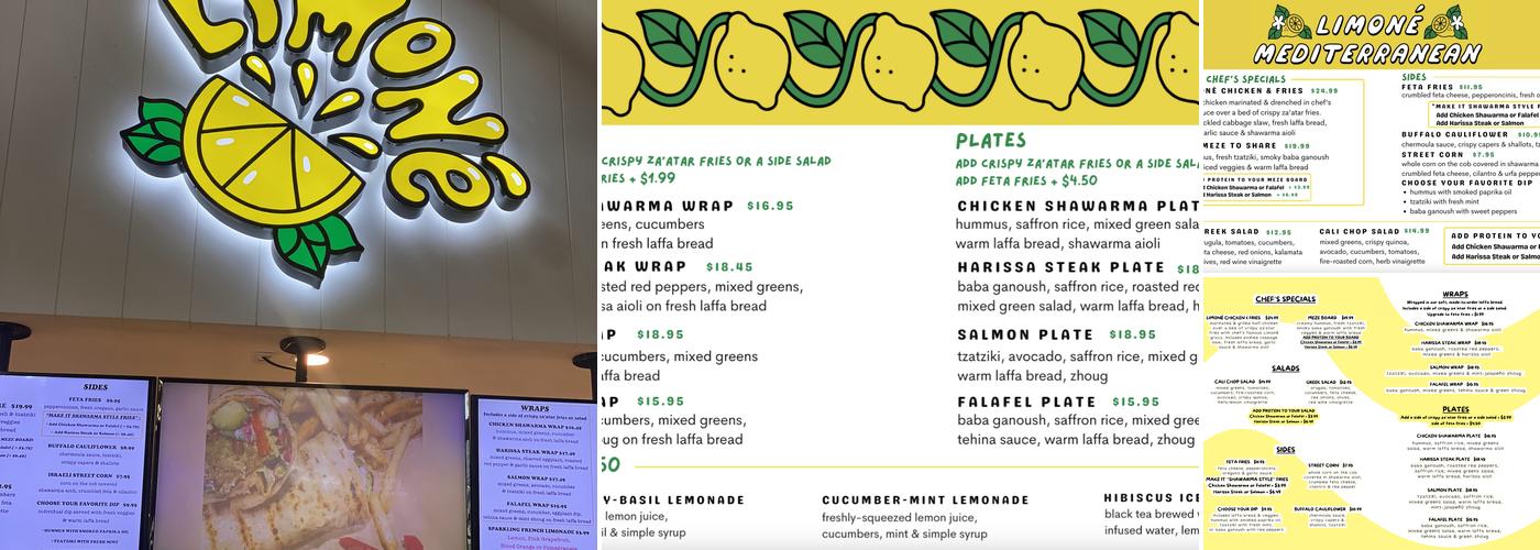 Limoné Mediterranean Menu