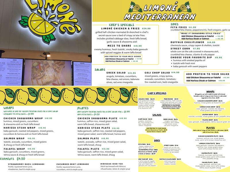 Limoné Mediterranean Menu