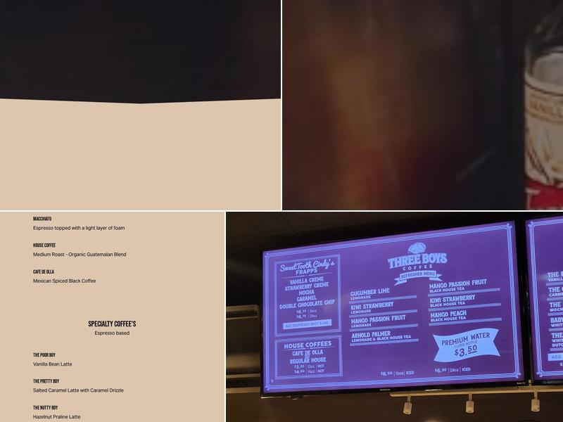 Three Boys Coffee Menu