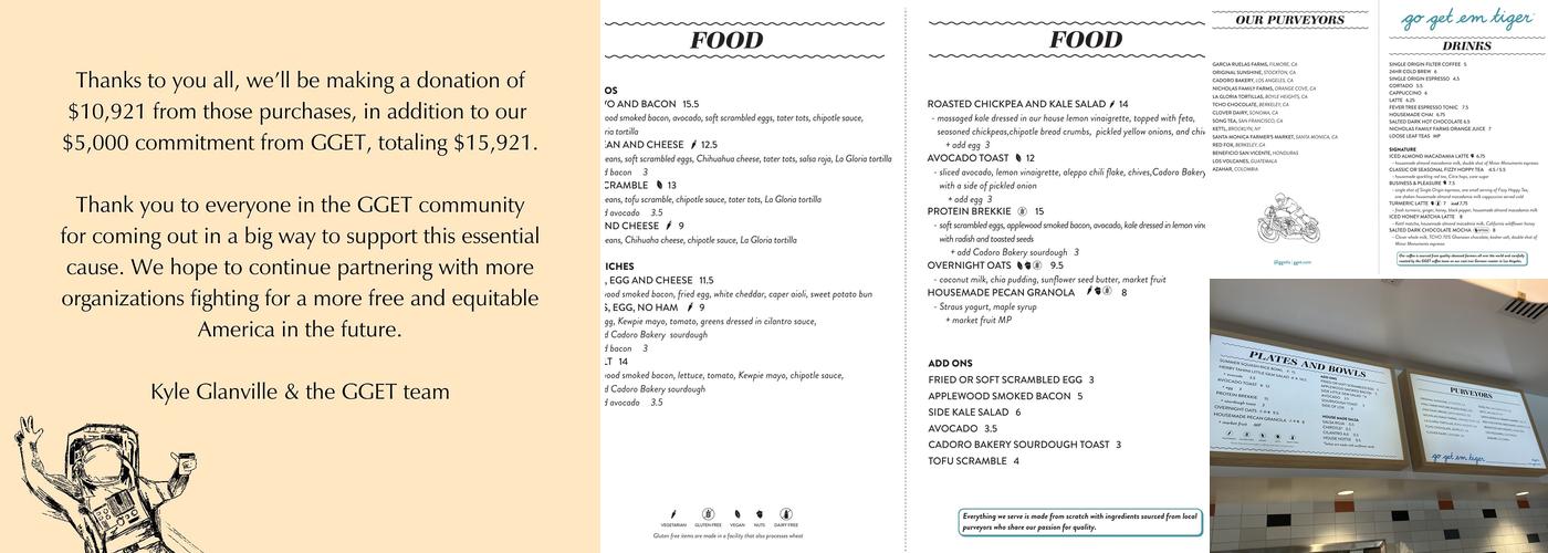 Go Get Em Tiger Menu