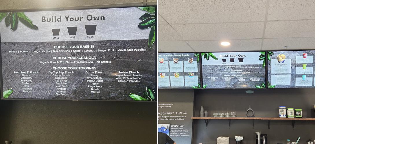 Dream Earth Bowls Cafe Menu