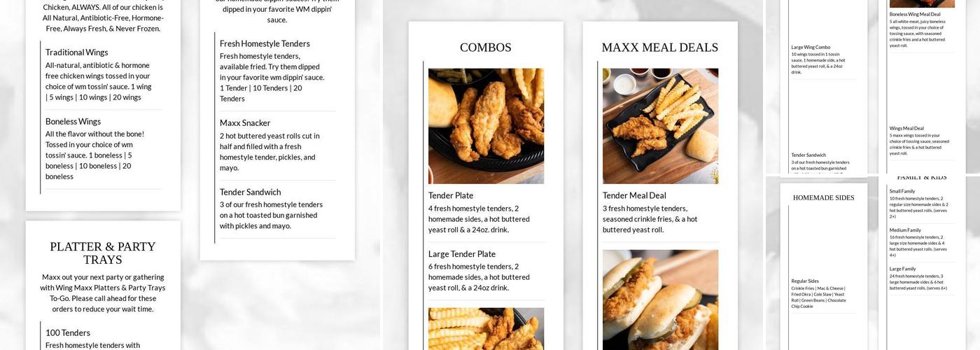 Wing Maxx Menu