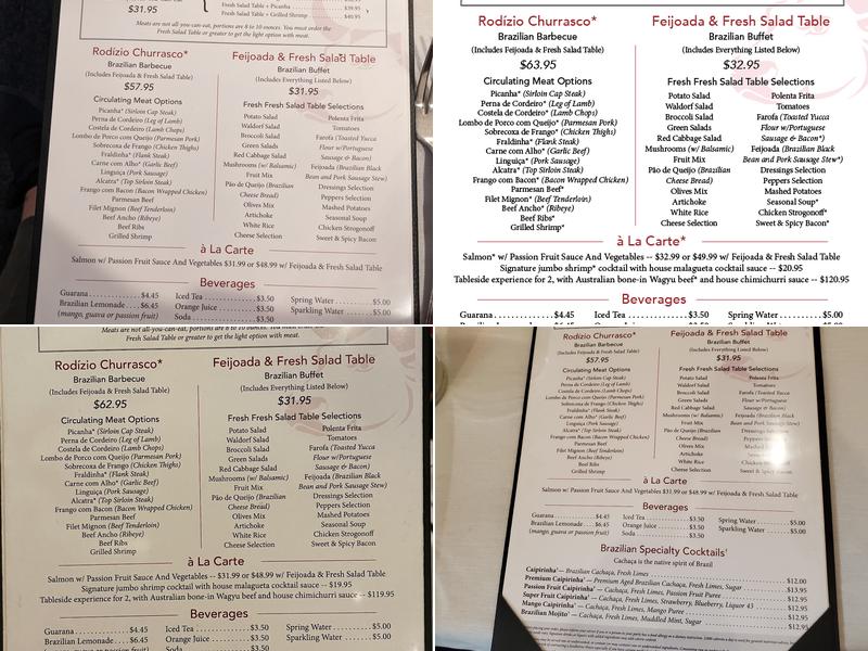 Boiada Brazilian Grill Menu