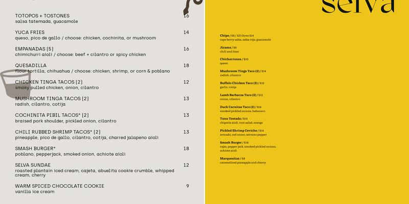 Selva Menu