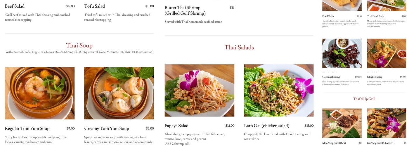 Thai'd Up NOLA Menu