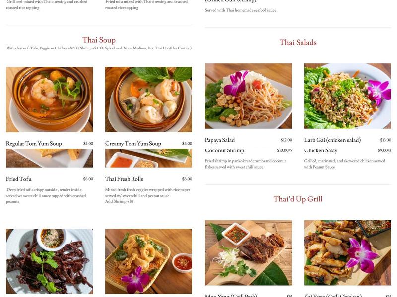 Thai'd Up NOLA Menu