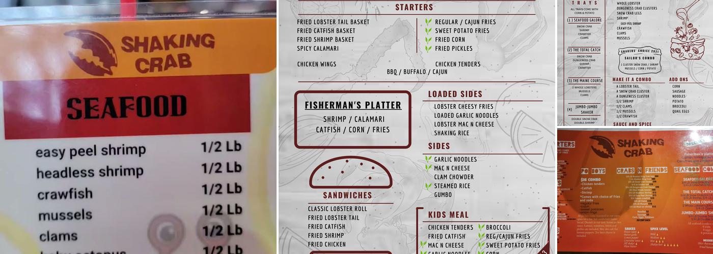 Shaking Crab (Spring Mountain) Menu