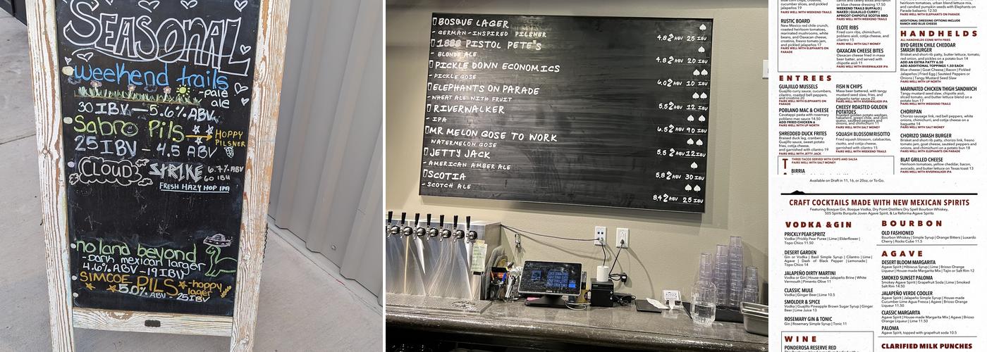 Bosque Brewing Heights Public House Menu