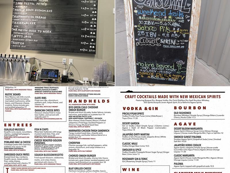 Bosque Brewing Heights Public House Menu