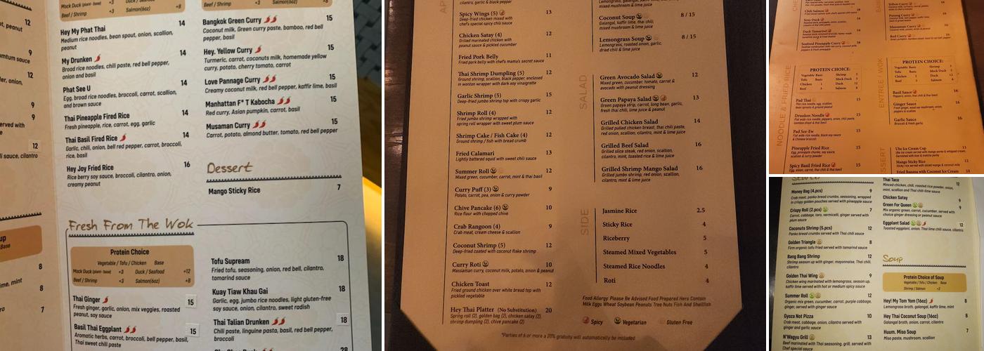 Hey Thai Menu