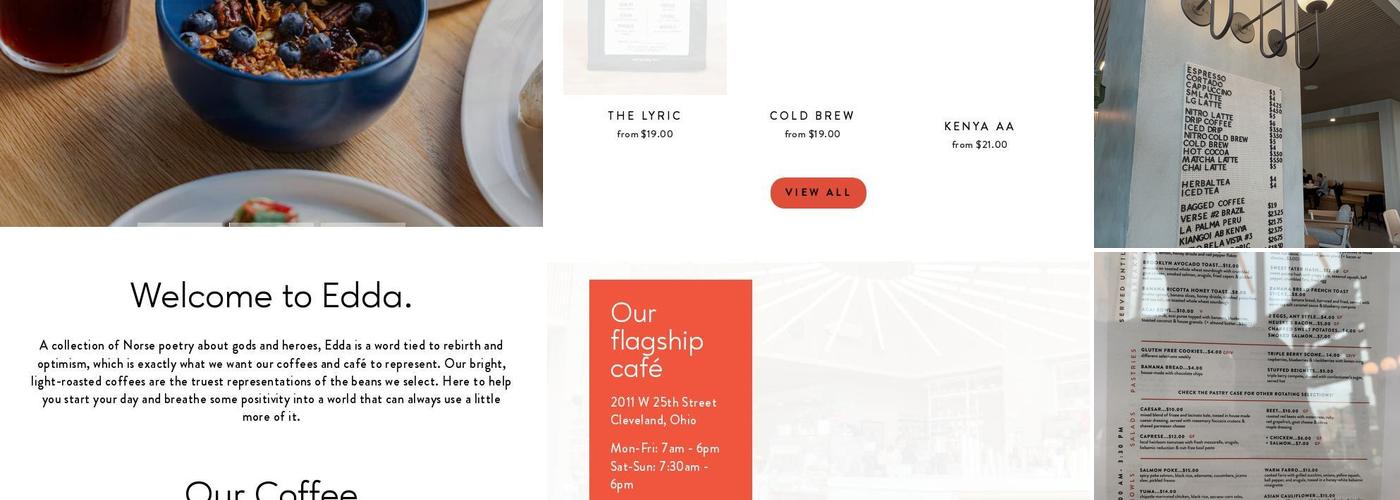 Edda Coffee Roasters Menu