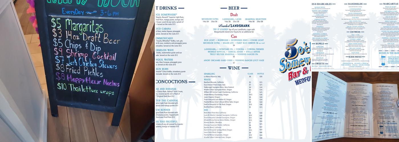 5 O'Clock Somewhere Menu