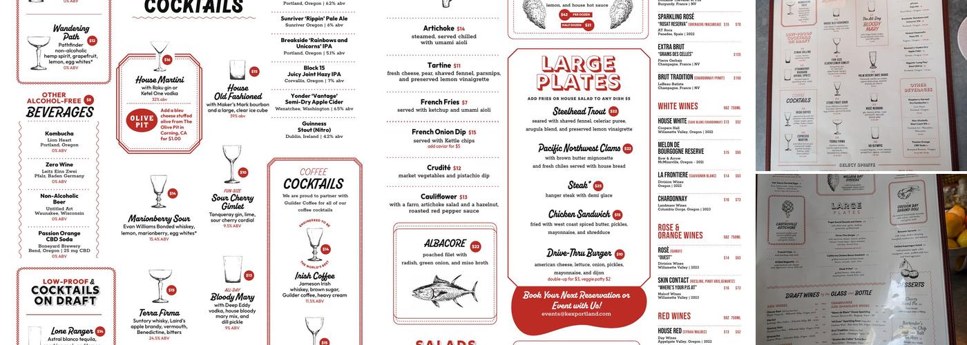 Pacific Standard Menu