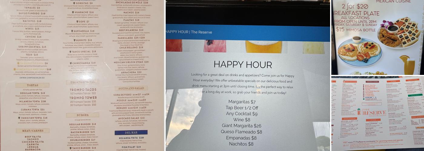 The Reserve - Las Colinas Menu