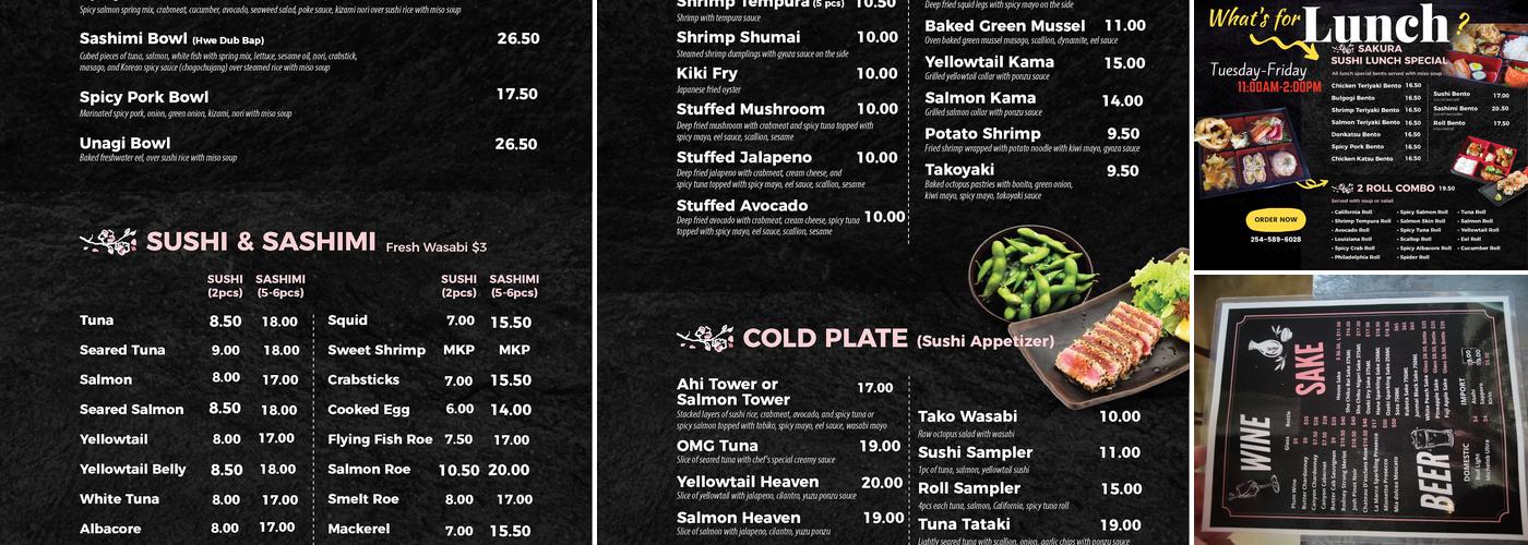 Sakura Japanese Cuisine & Sushi Bar Menu