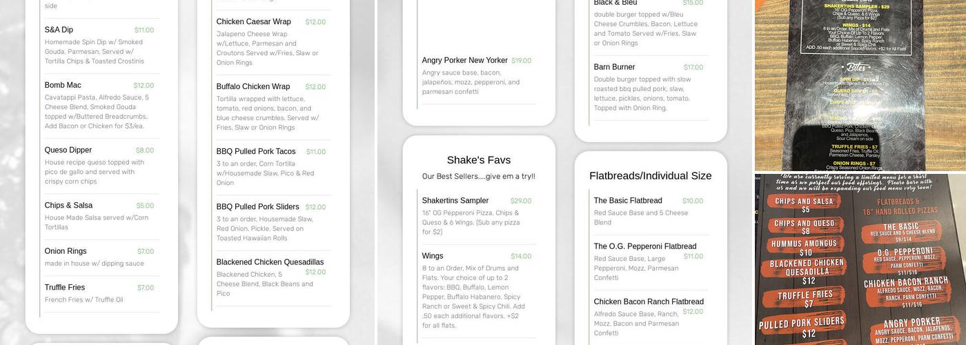 Shakertins - Prosper Menu