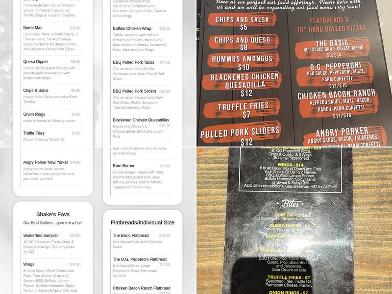 Shakertins - Prosper Menu