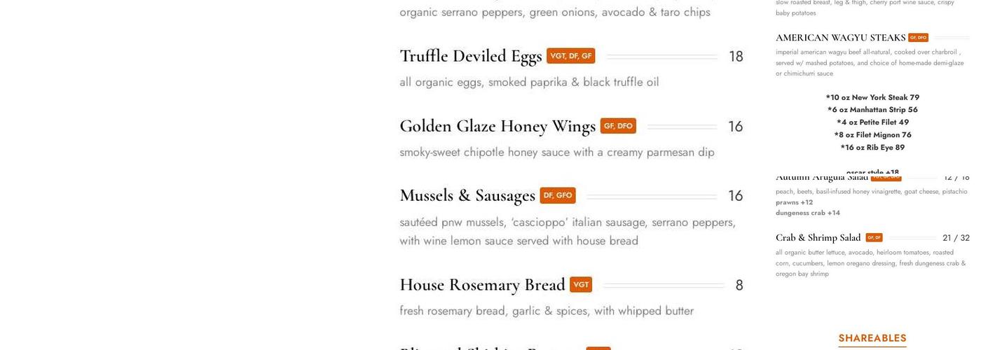 Sparrow Menu