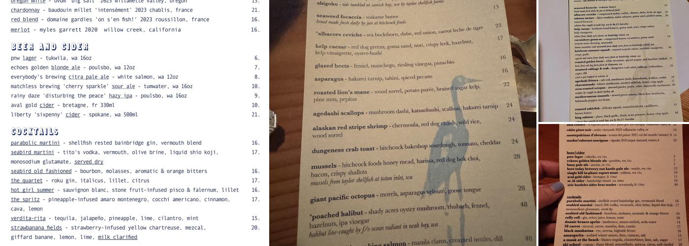 Seabird Menu