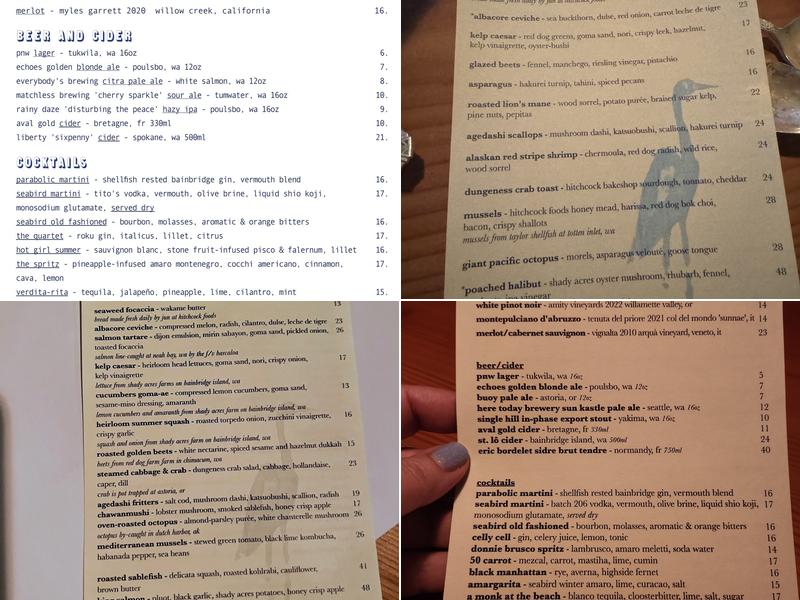 Seabird Menu