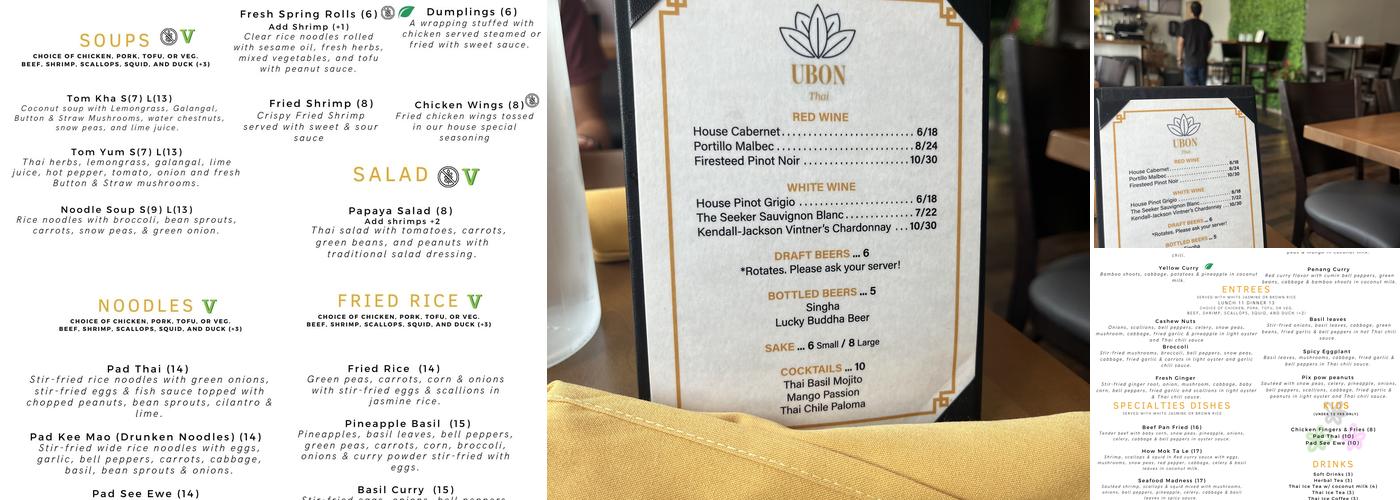 Ubon Thai Menu