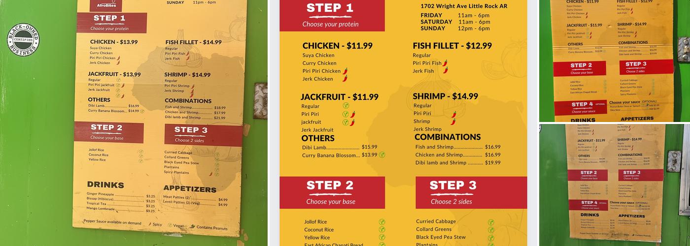 Afrobites Menu