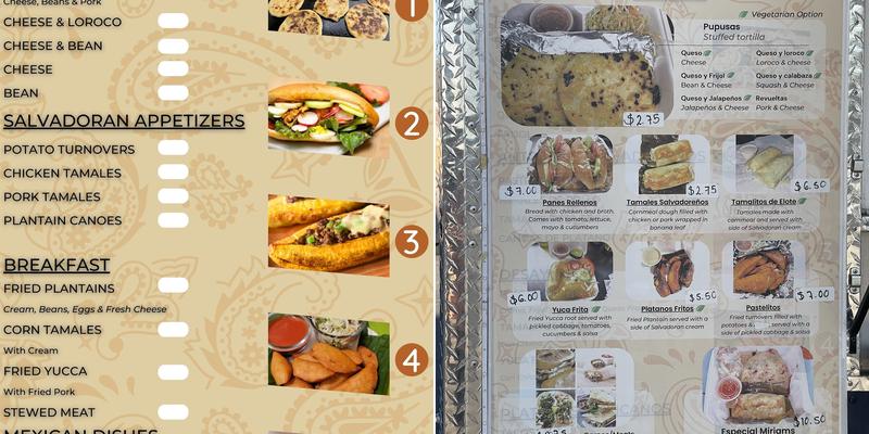 Pupuseria Miriams Menu