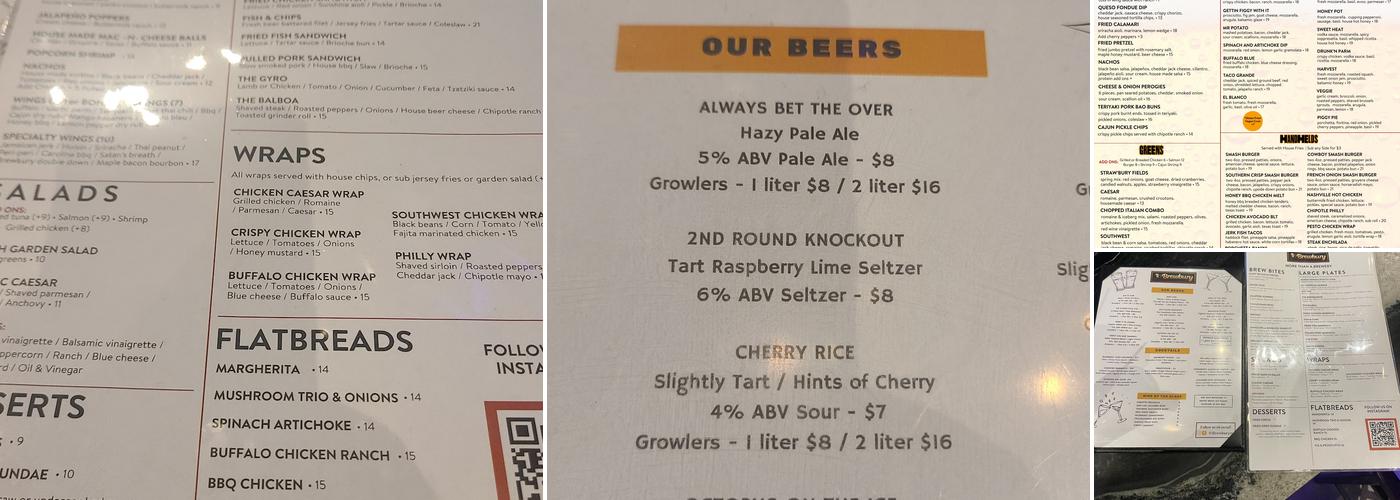 Brewbury Menu