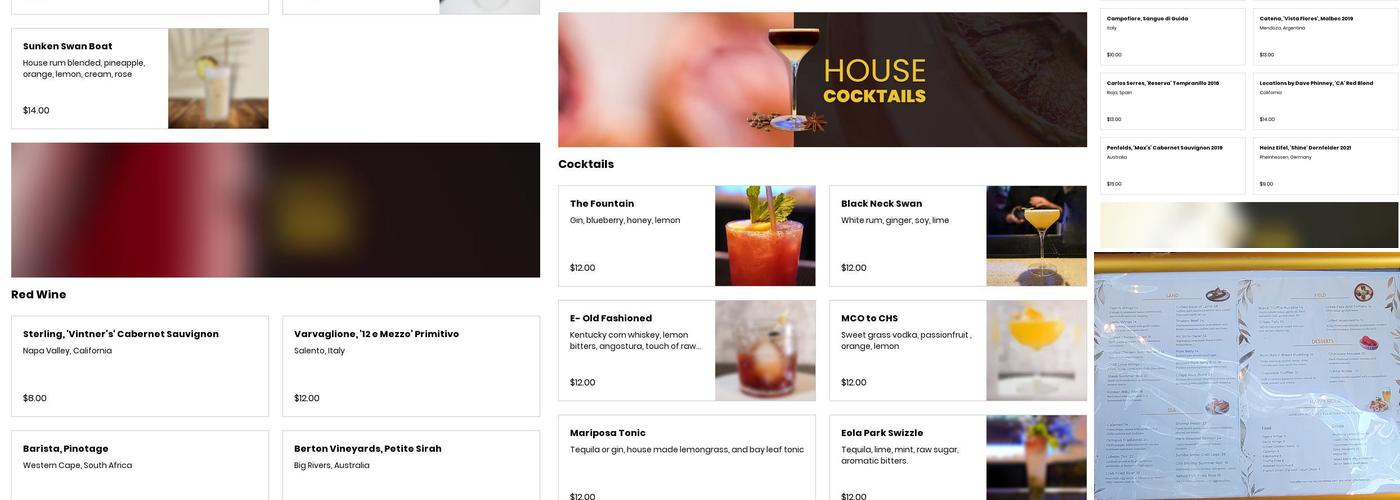 Eola Lounge Menu