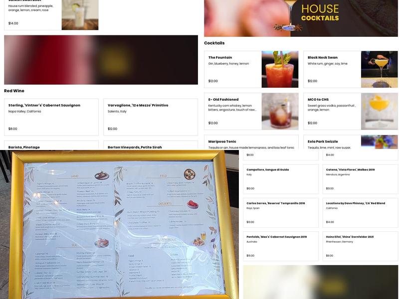 Eola Lounge Menu