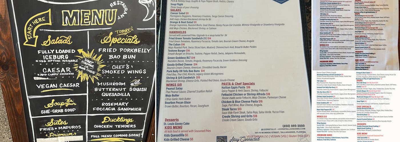 Leon's at Lake Ella Menu