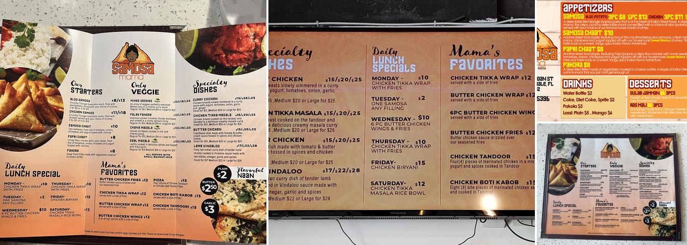 Samosa Mama Menu
