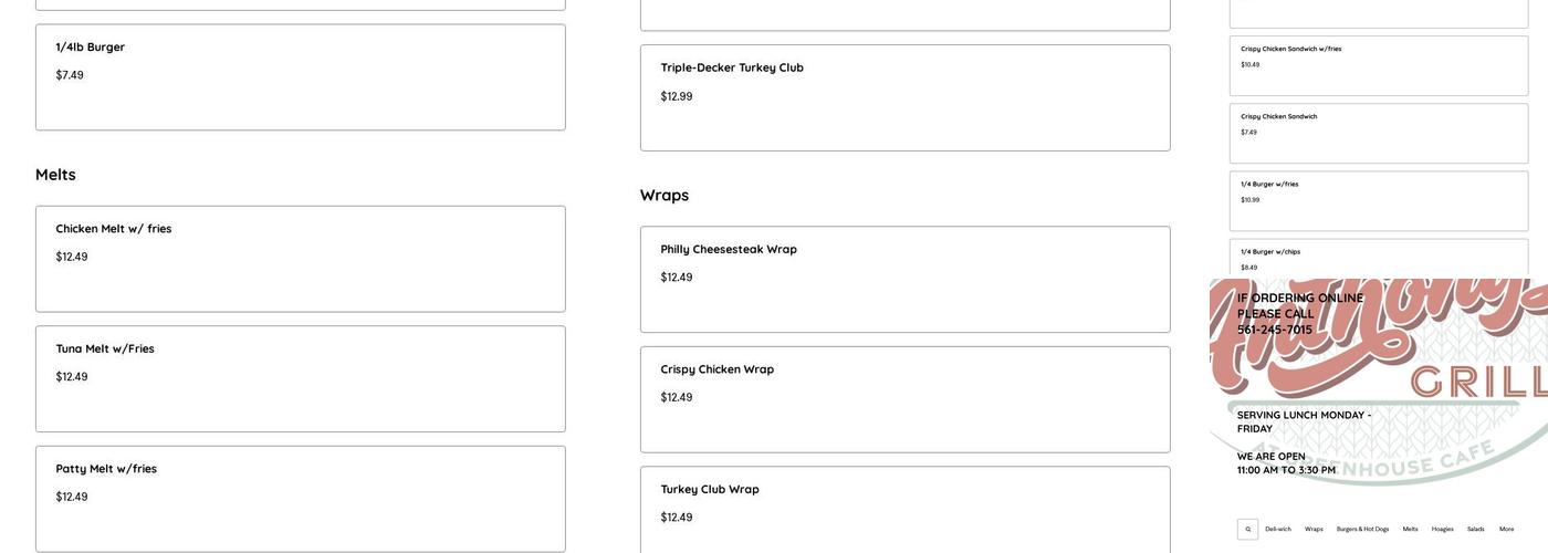 Anthony's Grill Menu