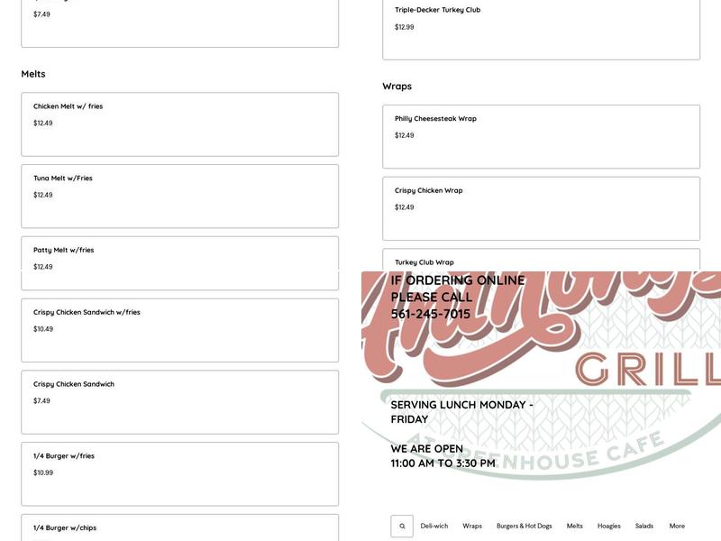 Anthony's Grill Menu