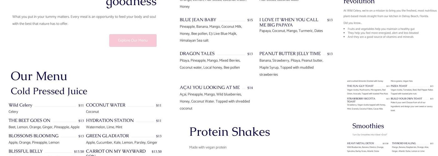 Wild Celery Menu