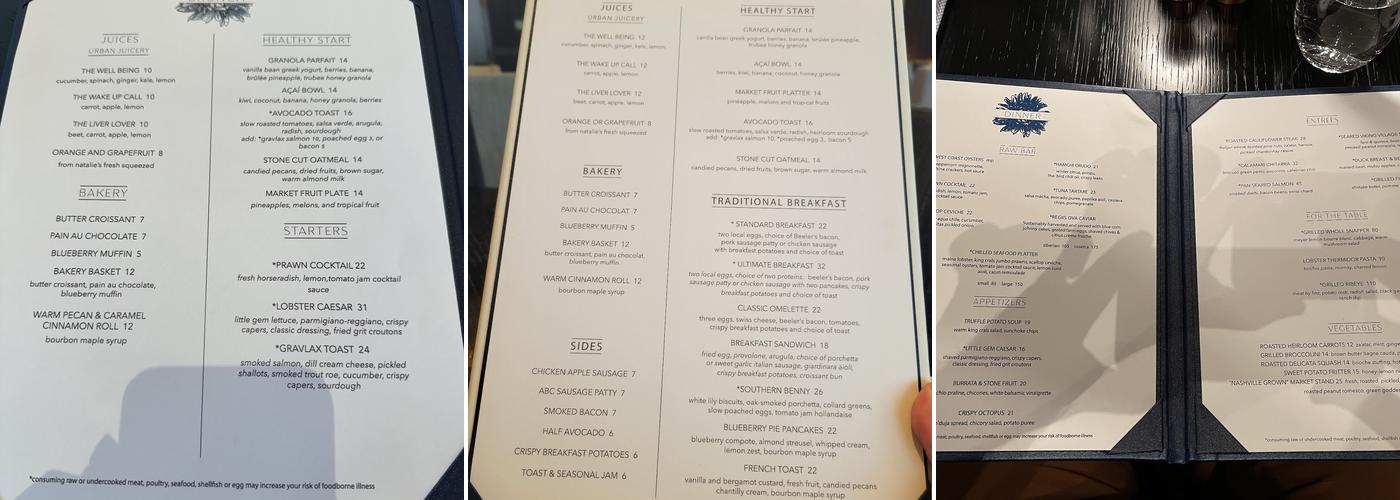 Blue Aster Menu