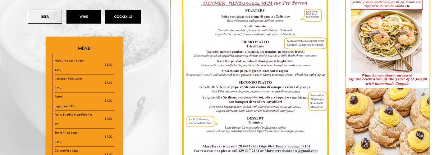 Mare Terra Menu
