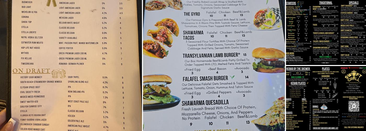 Swift Grill Menu