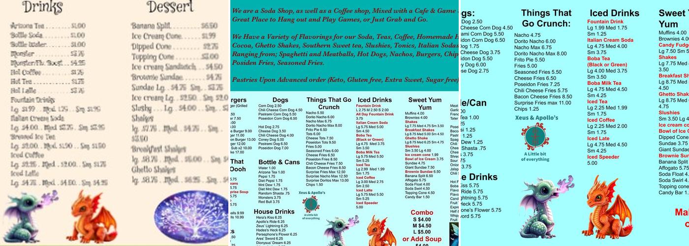 Xeus & Apollo's Menu