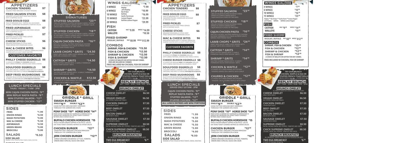 Replay Lounge Menu