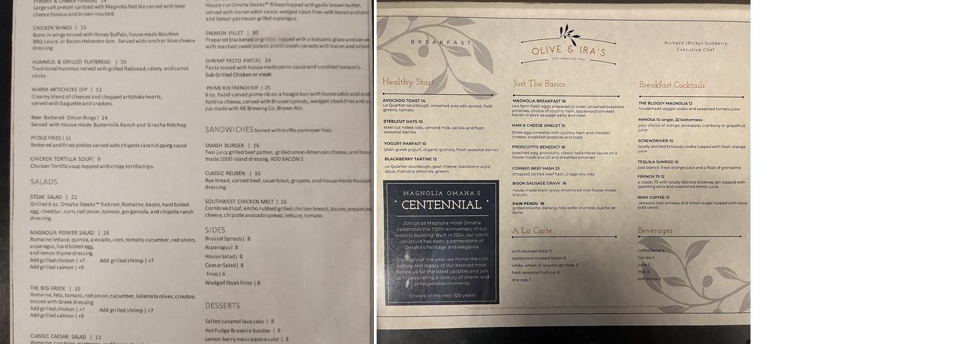 Olive & Ira’s Menu