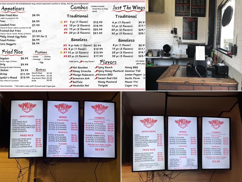 Apollo's Wings and Rice Menu