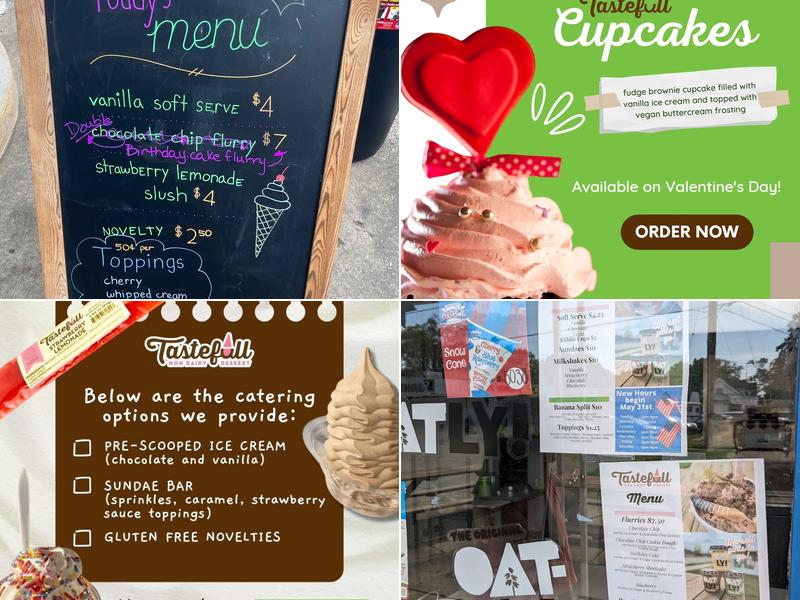 Tastefull Vegan Frozen Desserts Menu