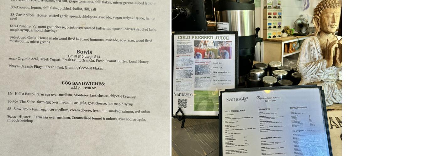 Namaste cafe Menu