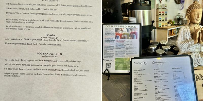 Namaste cafe Menu