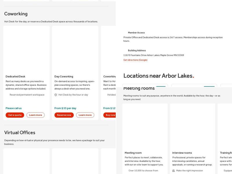 Regus - Maple Grove - Arbor Lakes Menu