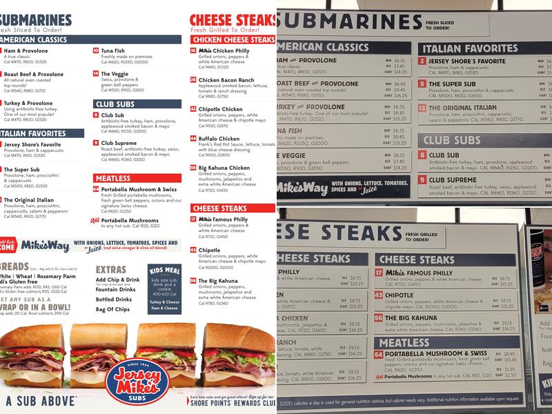 Jersey Mike's Subs Menu