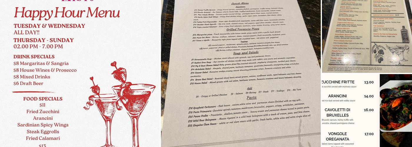 Misto Restaurant and Bar Menu