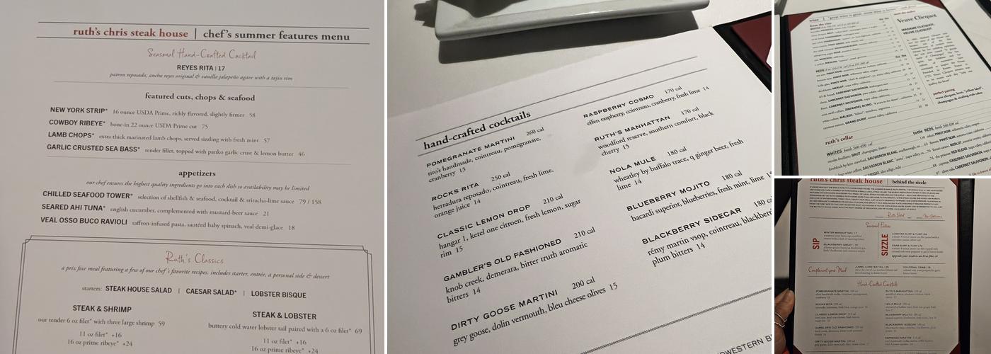 Ruth's Chris Steak House Menu
