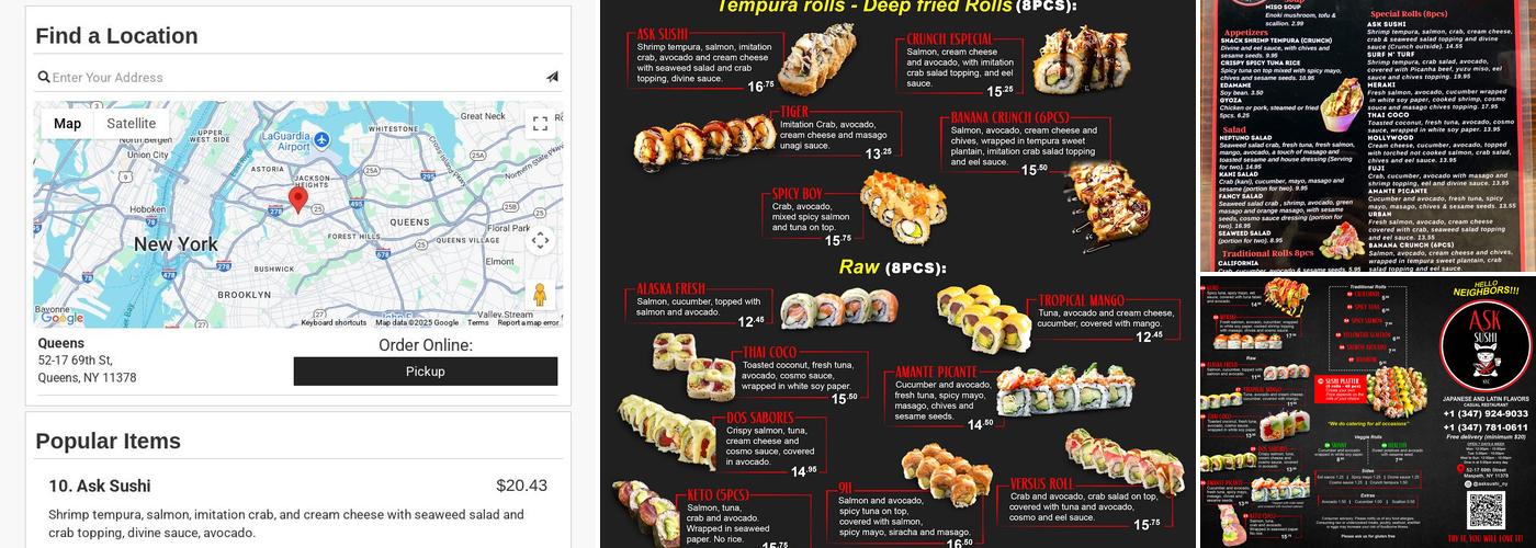 Ask Sushi Menu